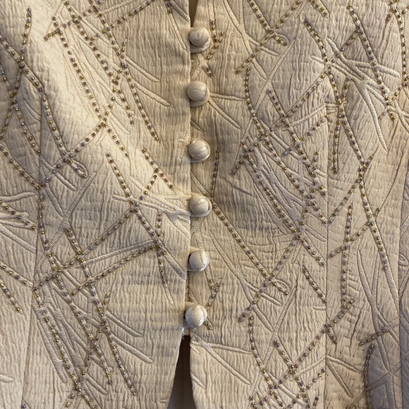 Joseph Ribkoff Womens 8 Trends Beaded Tan Blazer Jacket Old Money Derby Regal - Picture 7 of 14